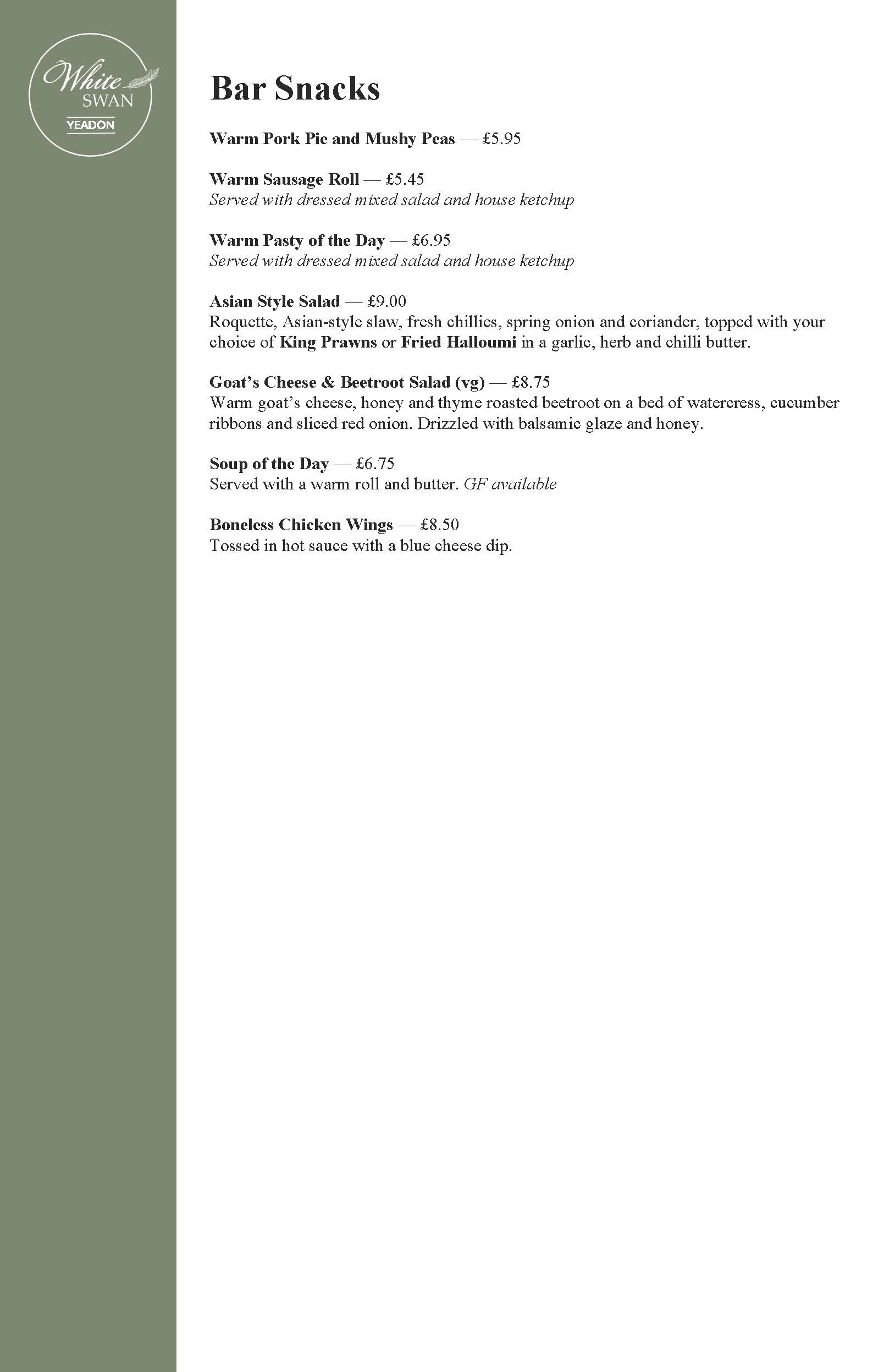 BAR SNACKS WINTER 2025