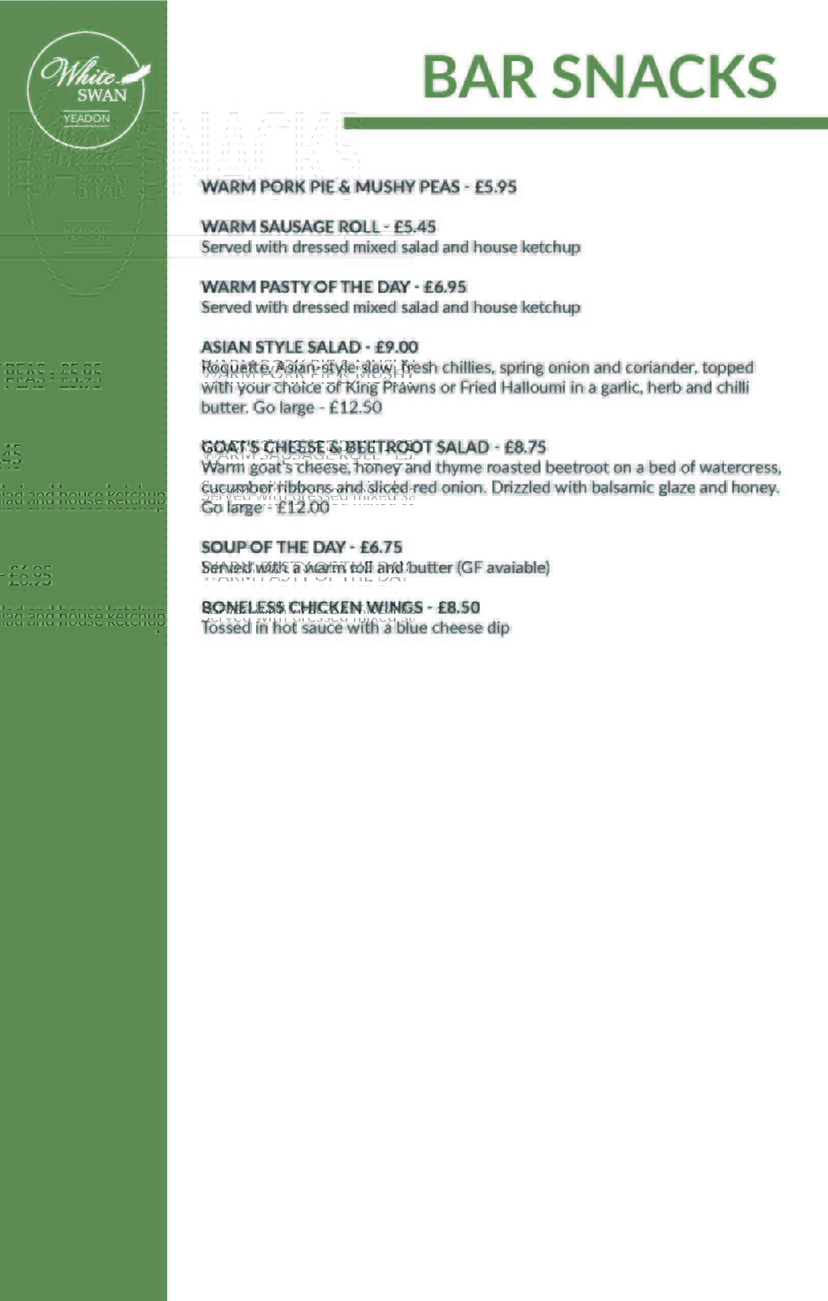 Bar Snacks Menu Nov 2025